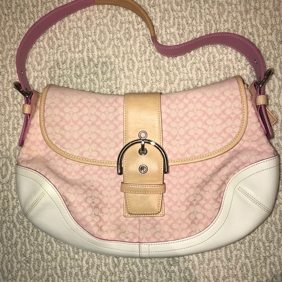 Pink and white coach purse Clearance